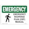 Signmission Safety Sign, OSHA EMERGENCY, 7" Height, Response Plan (ERP) Manual, Landscape OS-EM-D-710-L-10354 - alternate 1